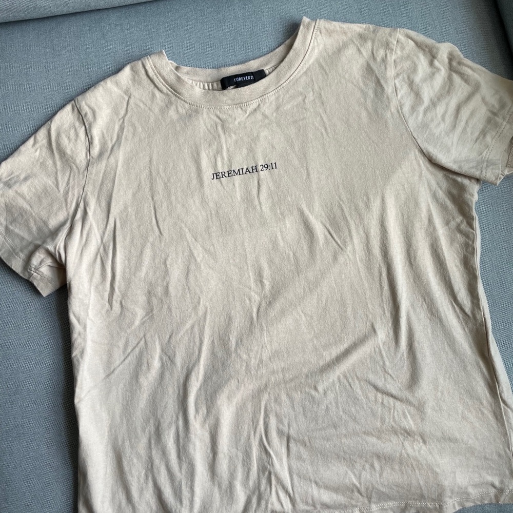 Forever 21 taupe Jeremiah 29:11 verse tshirt
